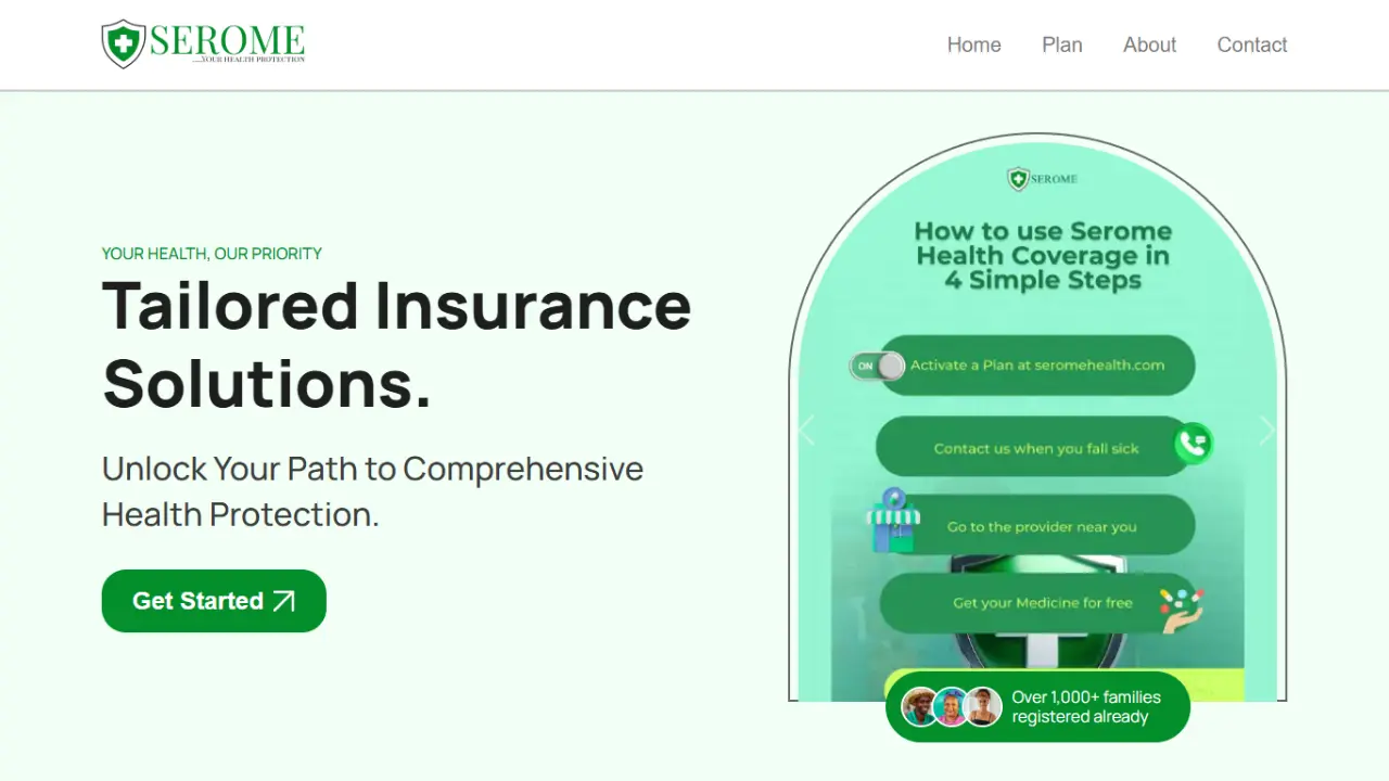 Screenshot of the Serome website home page